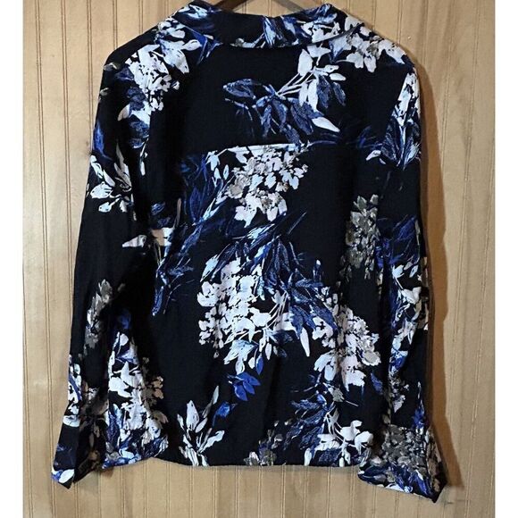 Jennifer Lopez Women Knot-Front Floral Button Down Shirt Size Large - Picture 2 of 5